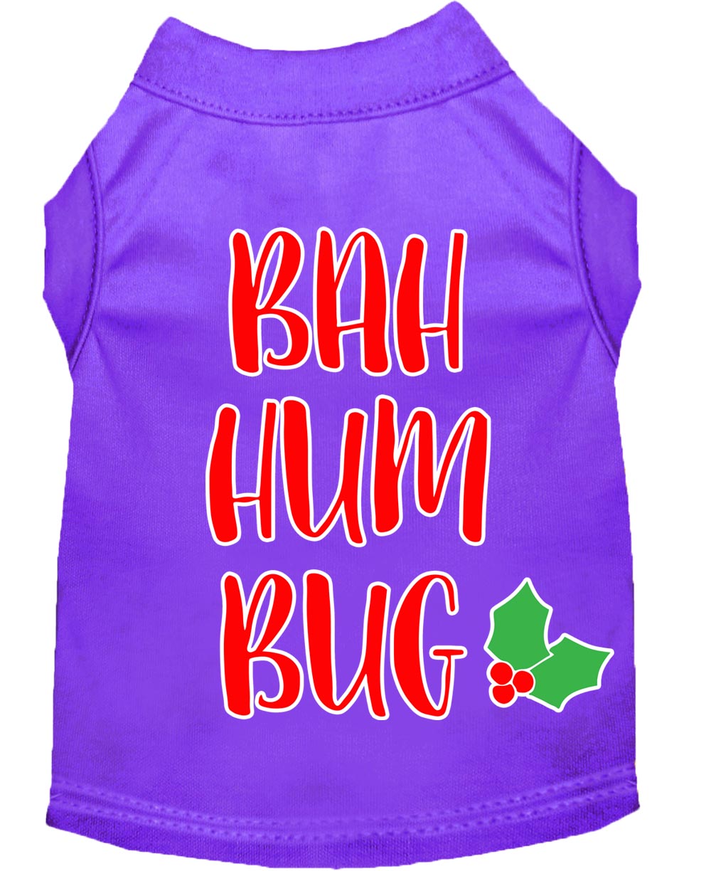 Bah Humbug Screen Print Dog Shirt Purple XXL